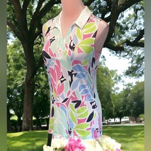 TOMMY BAHAMA NWT WOMENS ACTIVE FLORAL QUARTER ZIP GOLF POLO SHIRT XS